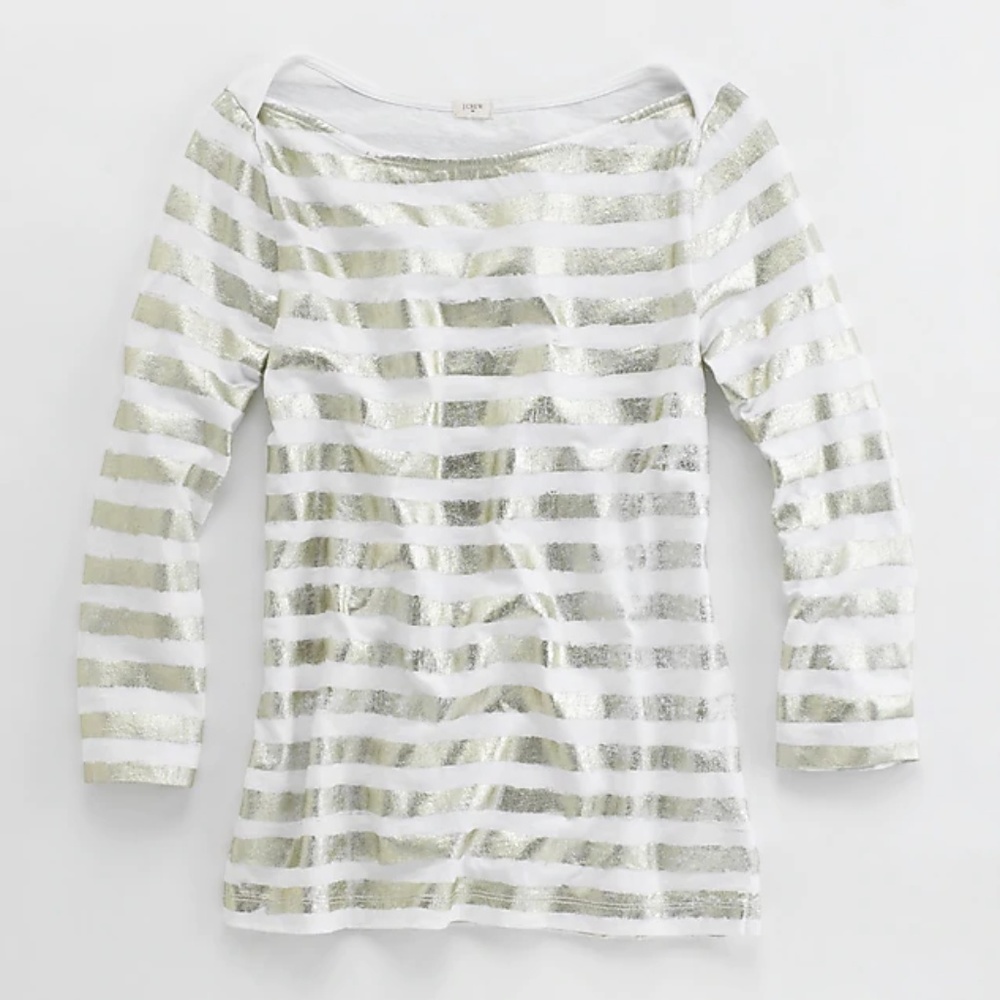 J. CREW Fade Out Sailor Tee Shirt Top Gold White